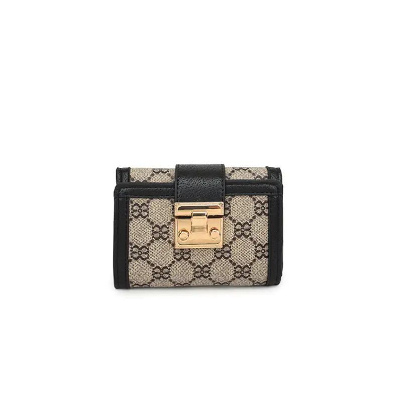 Cross-border high-end wallet women's new short multi-card three-fold buckle hand-held long wallet for hair — feature 47