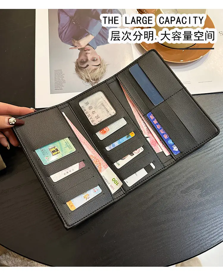 Cross-border high-end wallet women's new short multi-card three-fold buckle hand-held long wallet for hair — feature 5