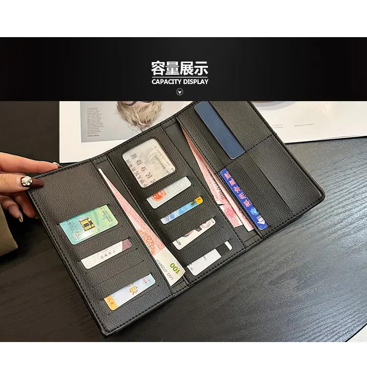 Cross-border high-end wallet women's new short multi-card three-fold buckle hand-held long wallet for hair — feature 8