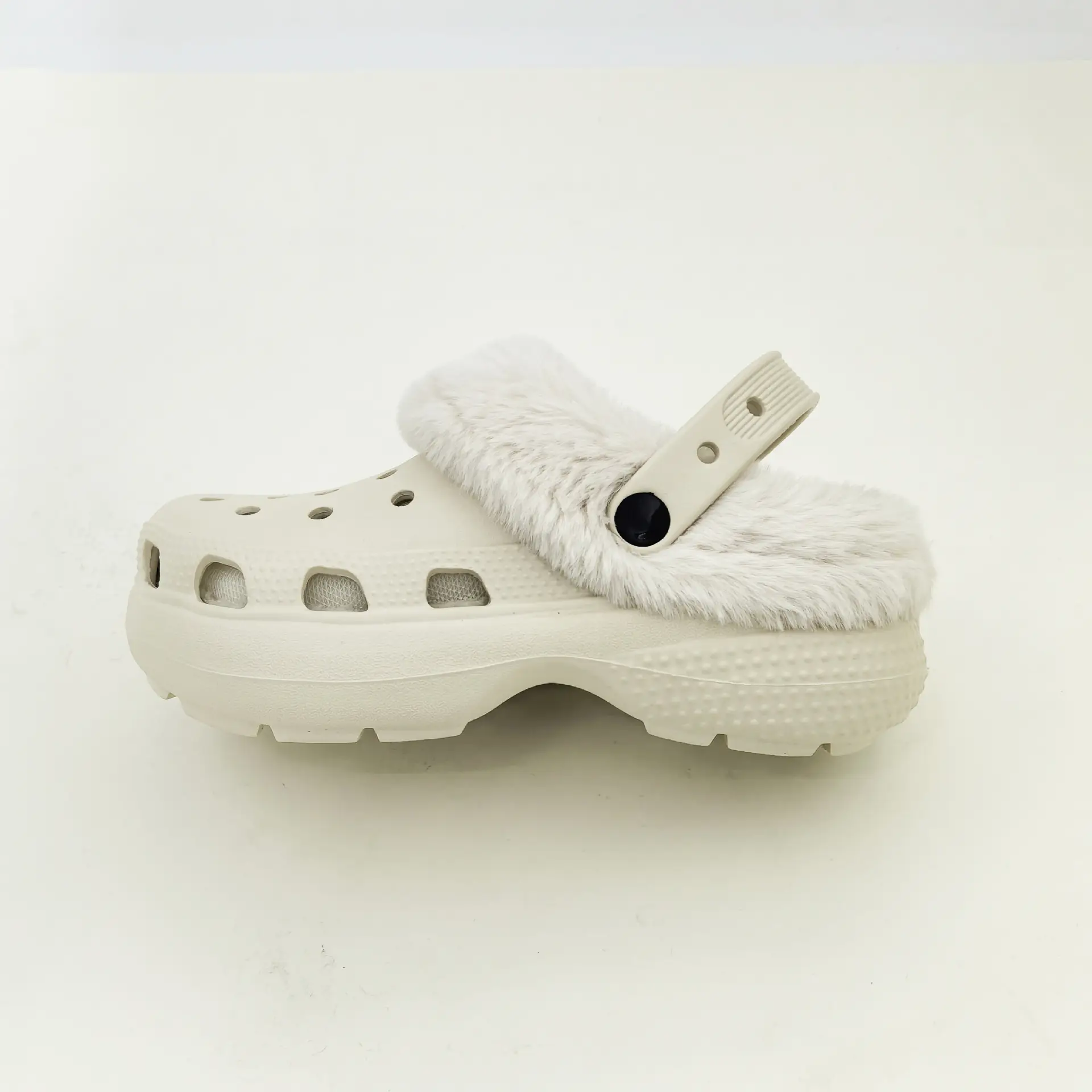Women's Fleece Lined Cotton Slippers White with Rhinestones