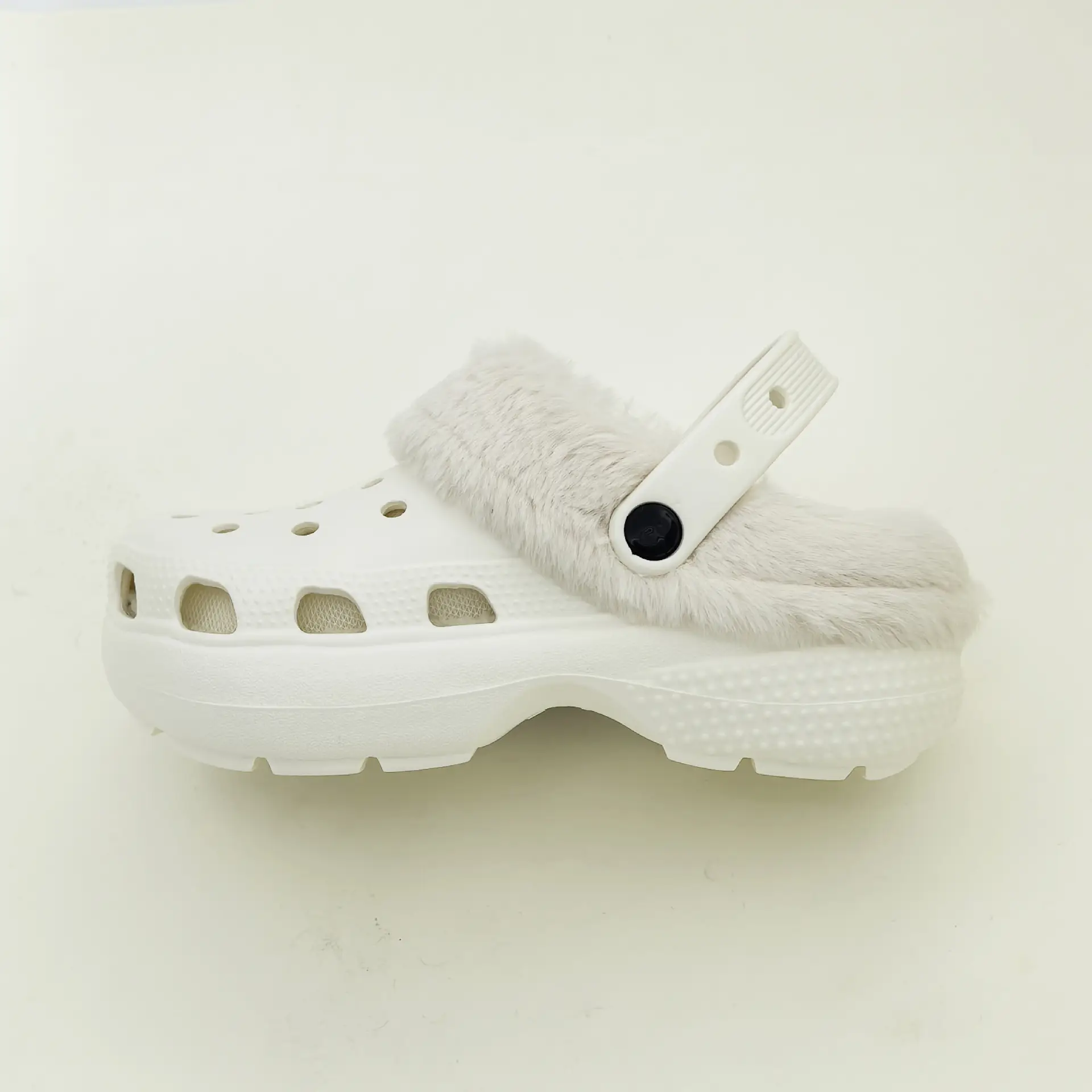 Women's Fleece Lined Cotton Slippers White with Rhinestones