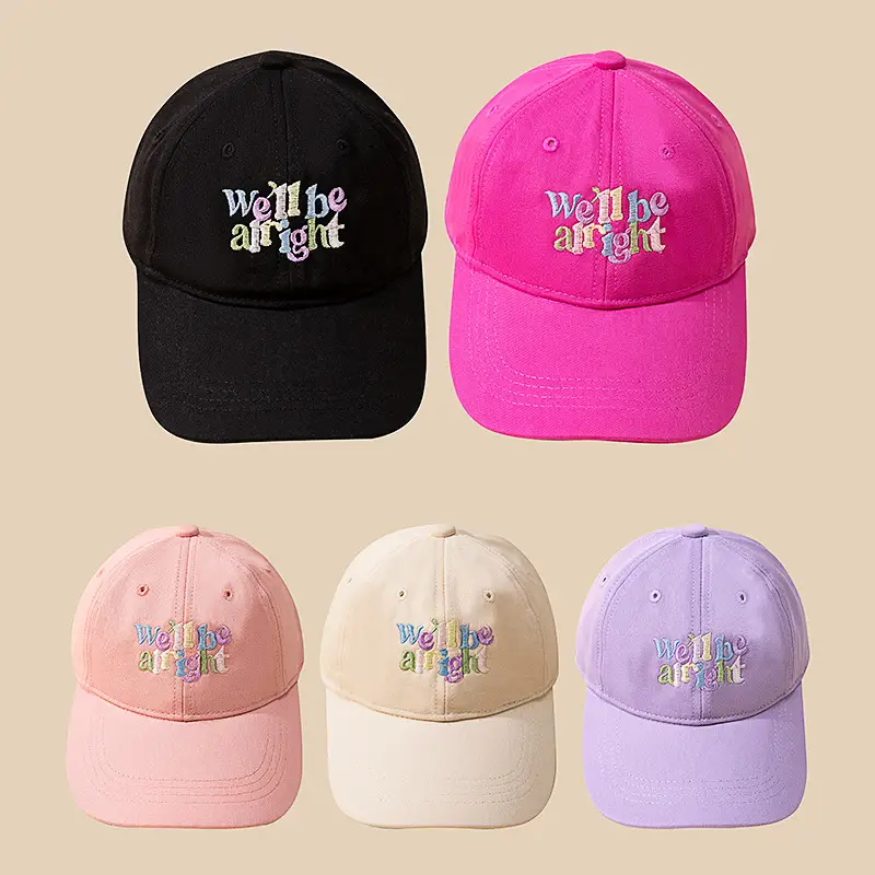 Korean-style Letter Embroidered Dome Hats for Girls - Image 7