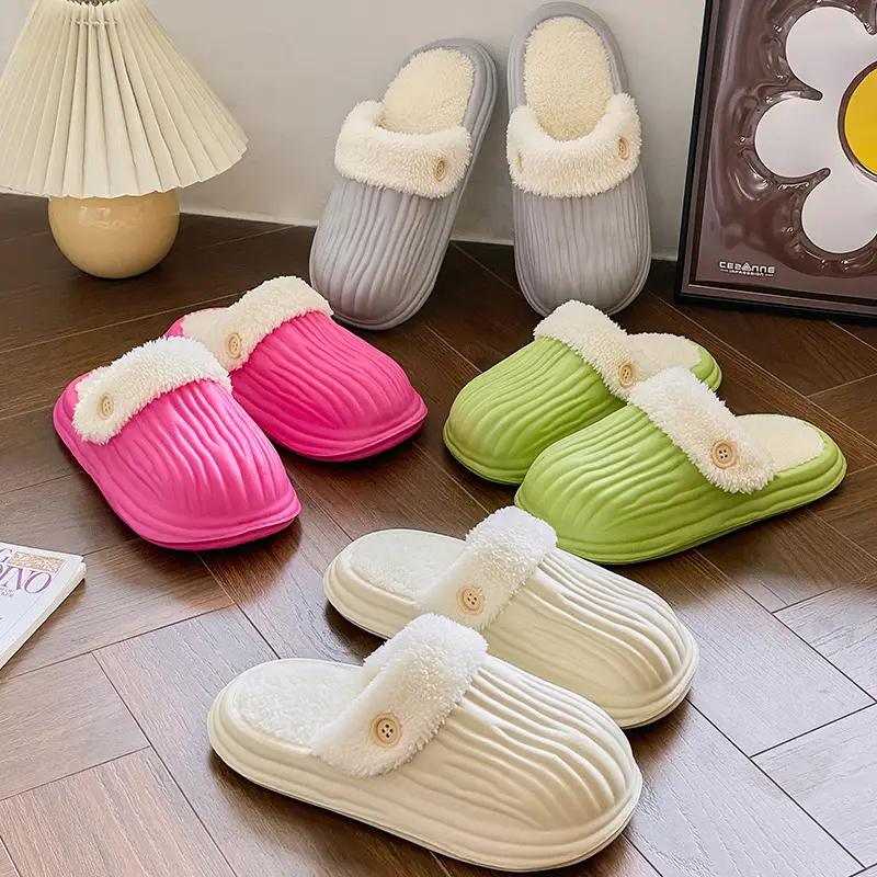 Thick-Sole Cotton Slippers for Men Women Winter Warm Waterproof - Image 9