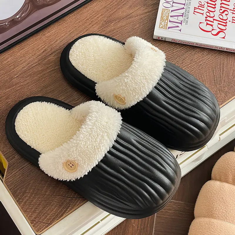 Thick-Sole Cotton Slippers for Men Women Winter Warm Waterproof - Image 2