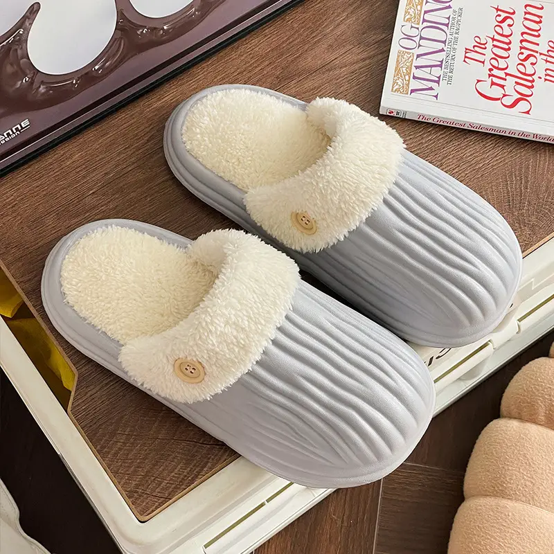 Thick-Sole Cotton Slippers for Men Women Winter Warm Waterproof - Image 3