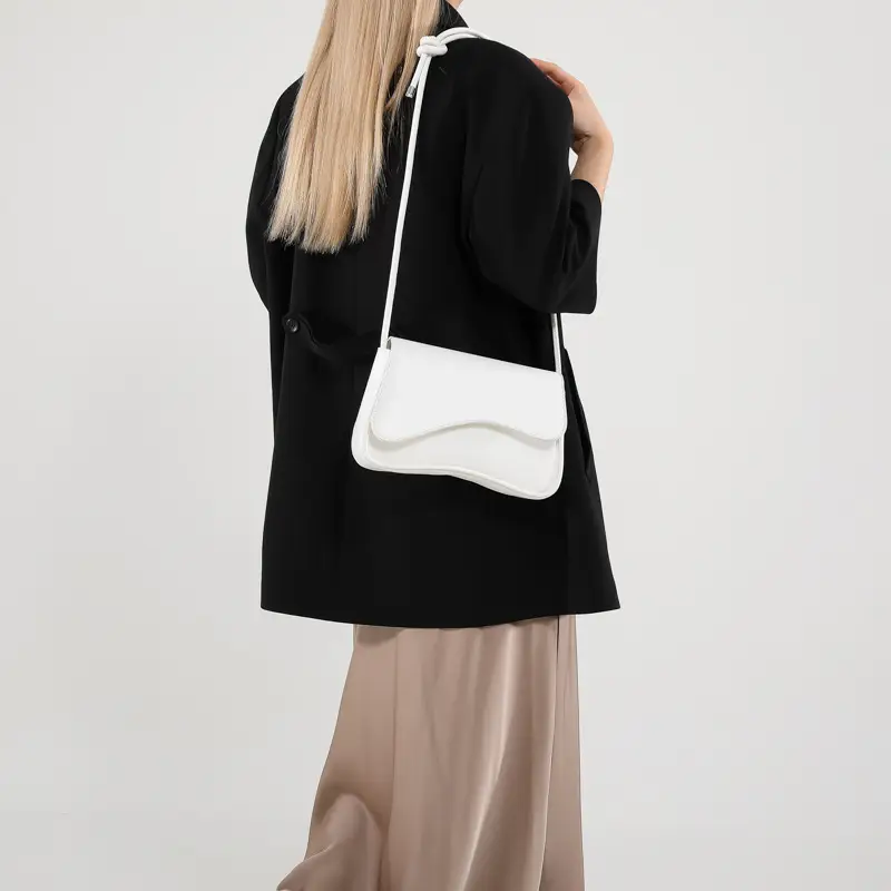 Women's White Shoulder Crossbody Bag Black Top - Image 7