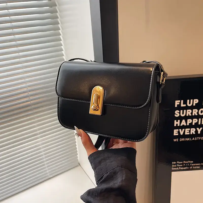 Black Retro Crossbody Bag Women's Autumn