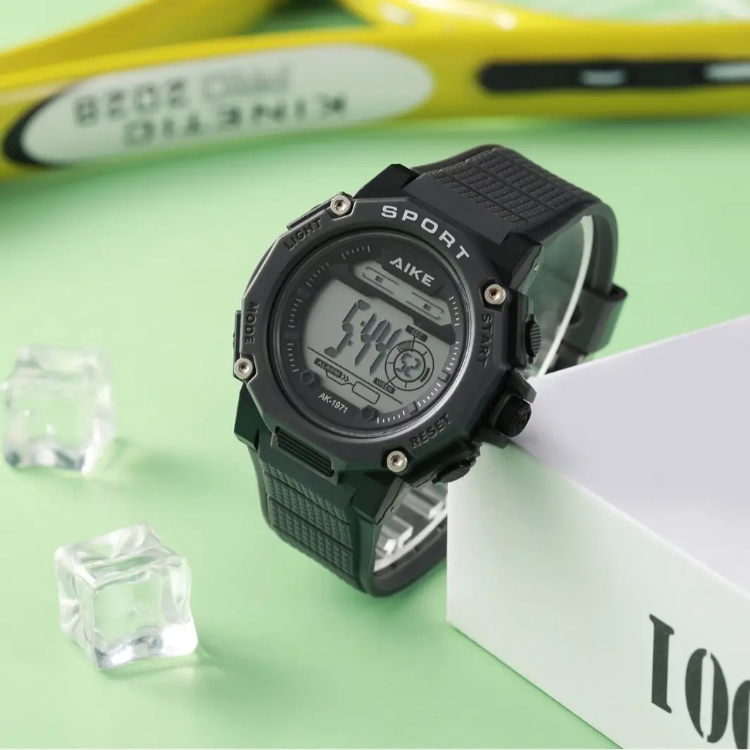 Men's Black Digital Alarm Watch with Water Resistant Sports Band - Image 12