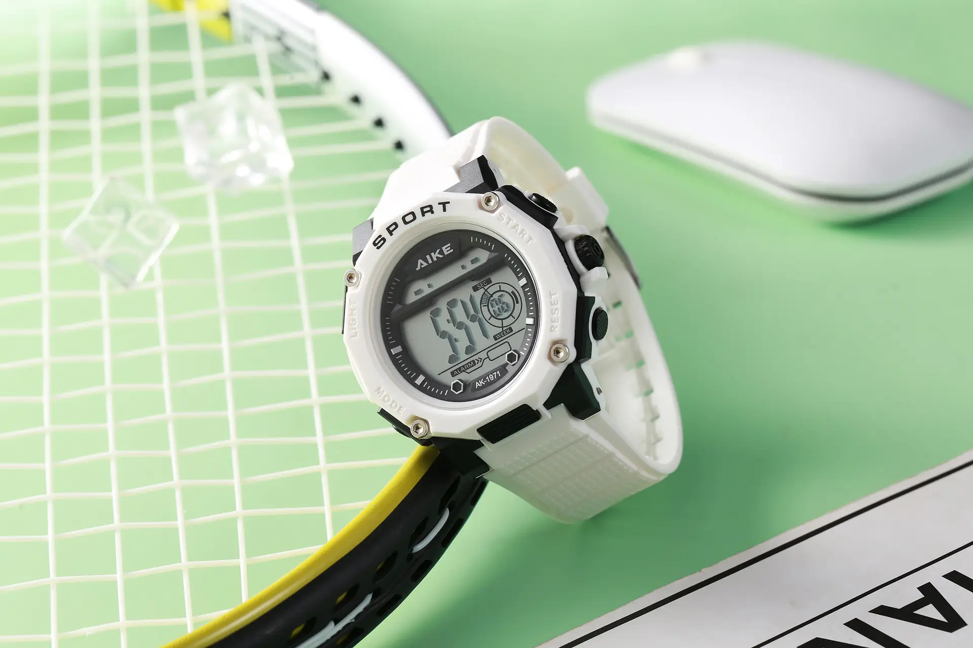 Men's Black Digital Alarm Watch with Water Resistant Sports Band - Image 2