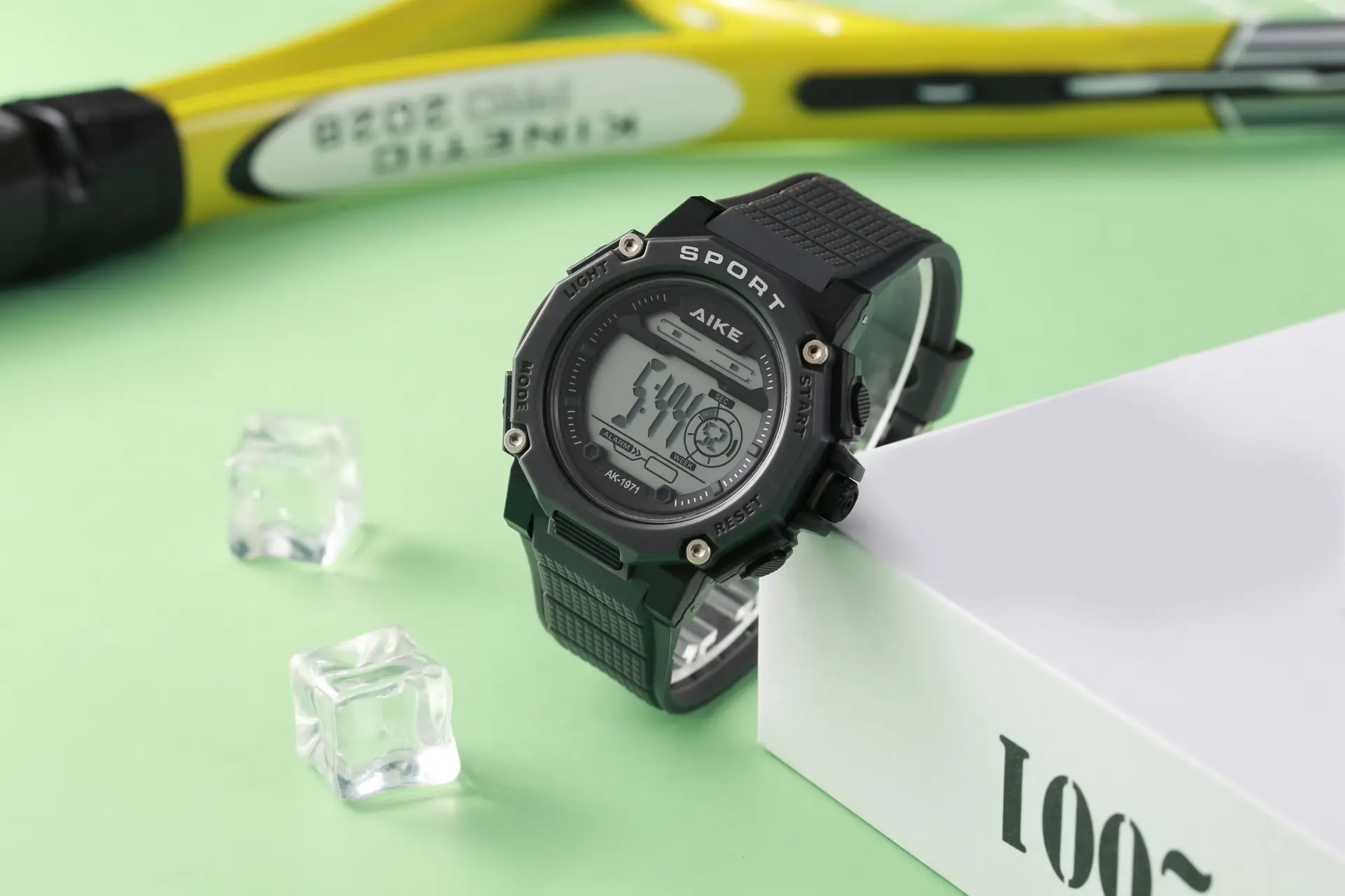 Men's Black Digital Alarm Watch with Water Resistant Sports Band - Image 5
