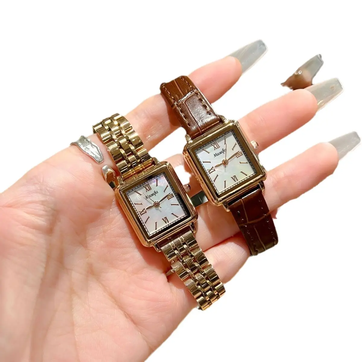 Masha Fei Small Square Watch Mother Pearl Famous Women's Watch Quartz Women's Watch Exquisite Couple Thin Luxury