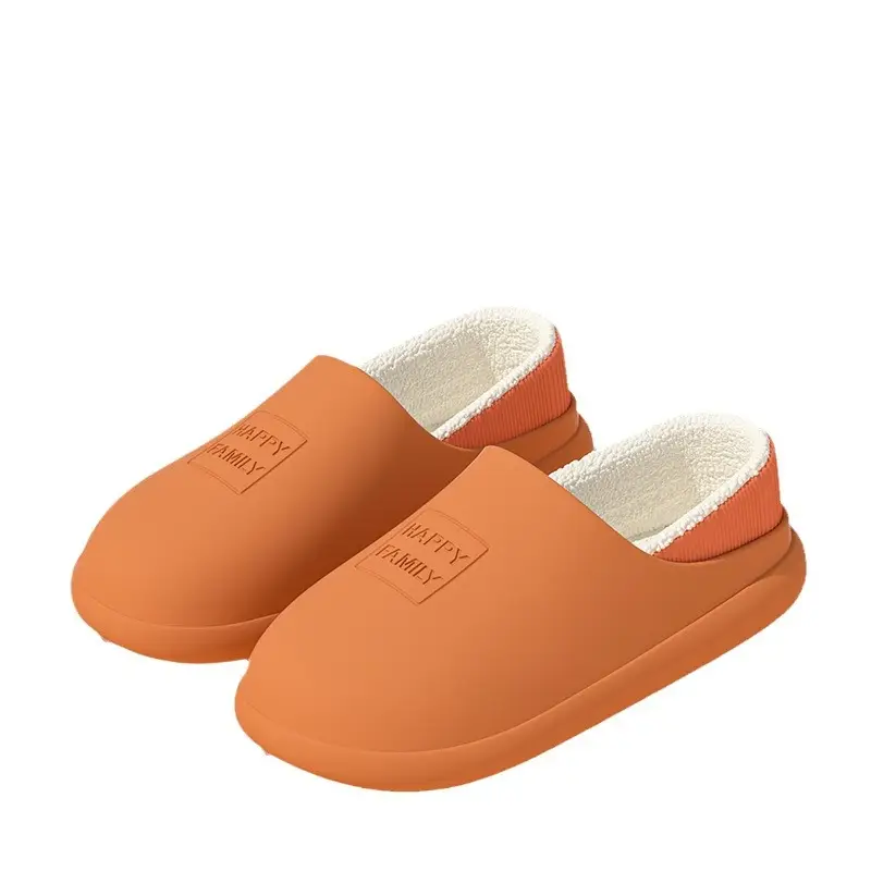 26 Waterproof Home Cotton Slippers with a Stepping-On-Clouds Feel for Women, Autumn and Winter Wear-Resistant Non-Slip Eva Men's Soft-Soled Thickened Silent Slippers