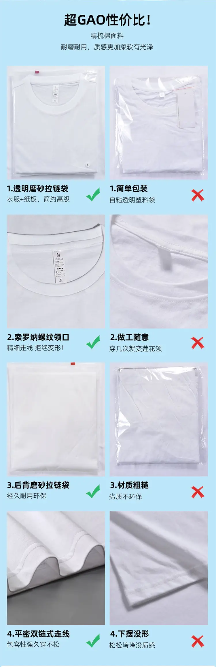 White Pure Cotton Round Neck T-Shirt 190g — feature 34
