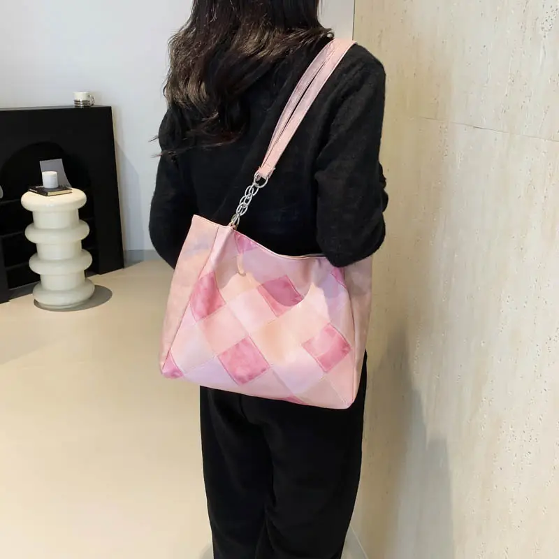 Pink Vintage Hepburn Style Shoulder Bag for Women - Image 8