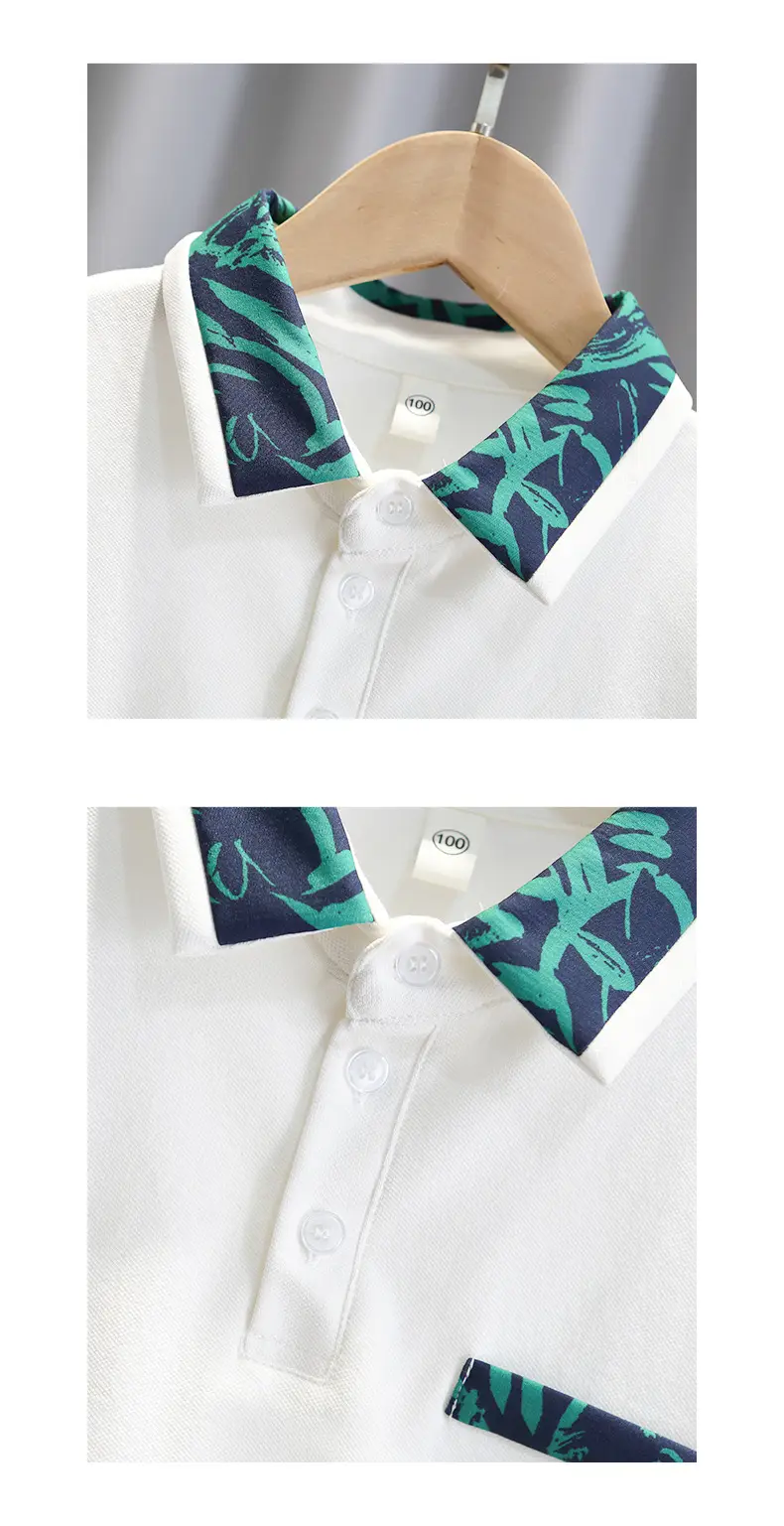 Boys Polo Shirt White Short Sleeve Summer 2024 — feature 4