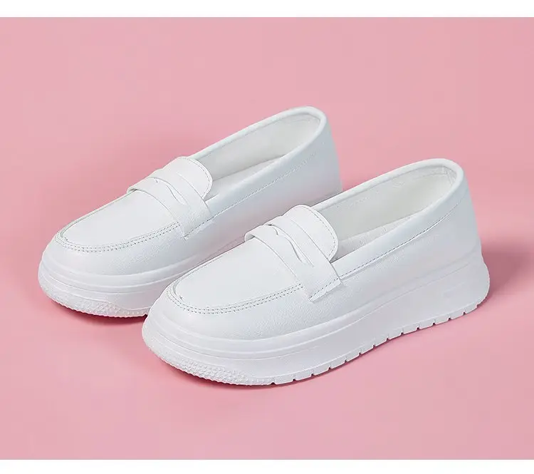 All White Medical Nurses Shoes Women's Soft-soled Breathable Thick-soled Non-slip Long-standing Non-tiring Leather White Shoes for Work — feature 9