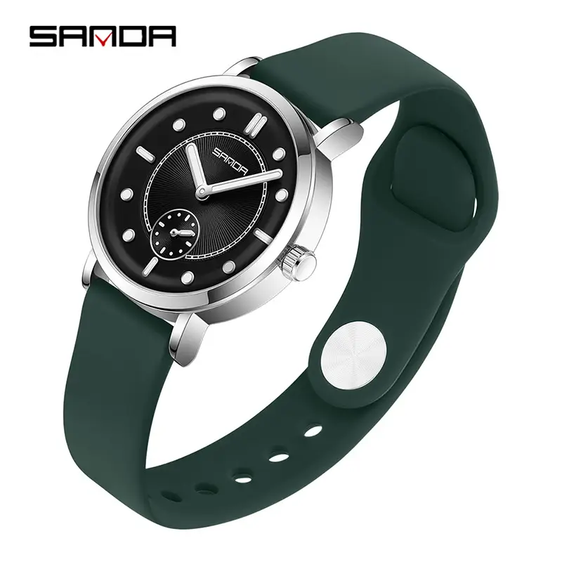 Sanda Black Silicone Strap Quartz Watch for Teenagers - Image 8