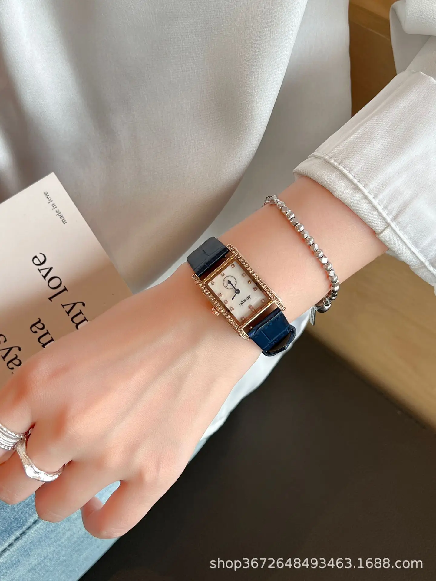 Women's Square Watch with Diamond Bezel & Quartz Movement — feature 4