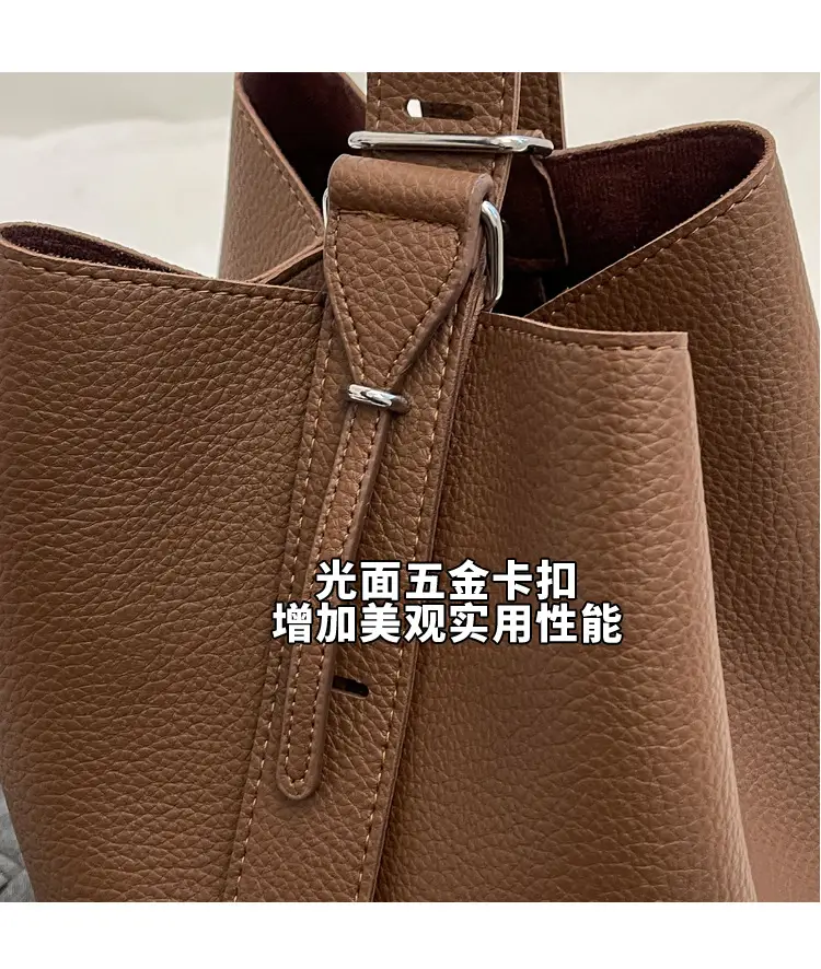 Brown French Large Capacity Shoulder Bag — feature 14
