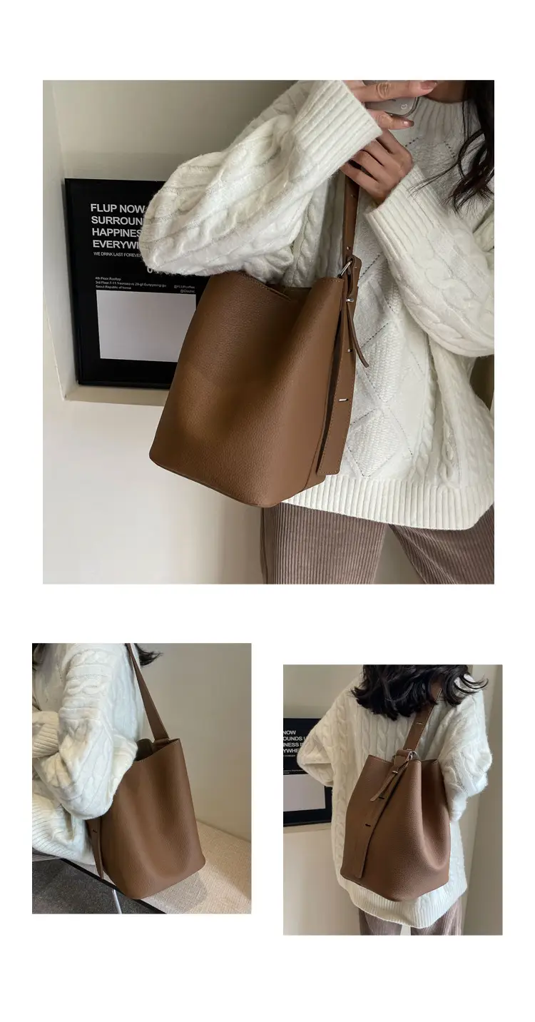 Brown French Large Capacity Shoulder Bag — feature 17