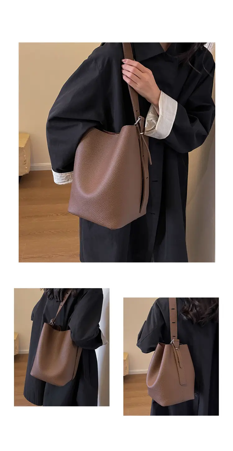 Brown French Large Capacity Shoulder Bag — feature 18