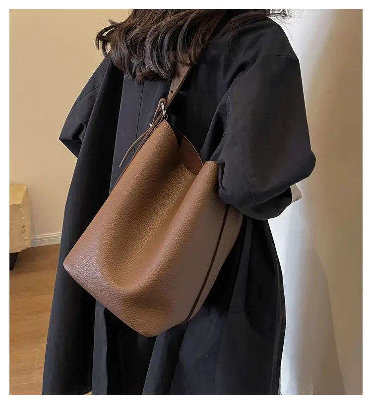 Brown French Large Capacity Shoulder Bag — feature 20