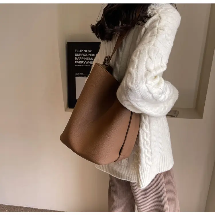 Brown French Large Capacity Shoulder Bag — feature 24