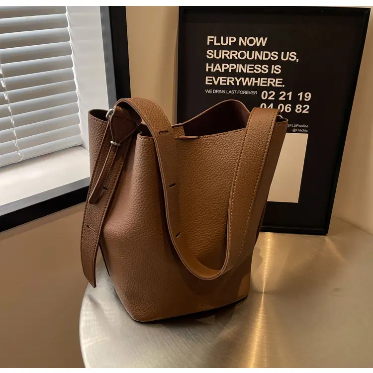 Brown French Large Capacity Shoulder Bag — feature 26