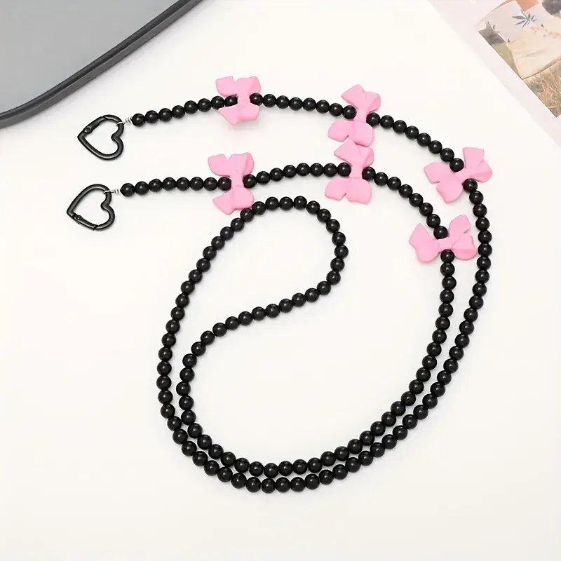 Pink Bow Crossbody Phone Lanyard with Anti-Drop Design — feature 6