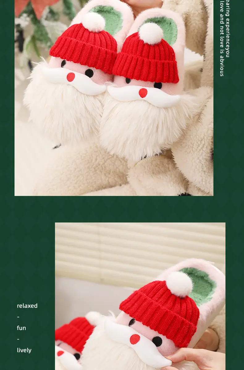 Foreign Trade Cixi Cotton Slippers Women's Autumn and Winter New Cute Santa Claus Indoor Home Warm Plush Slippers — feature 12