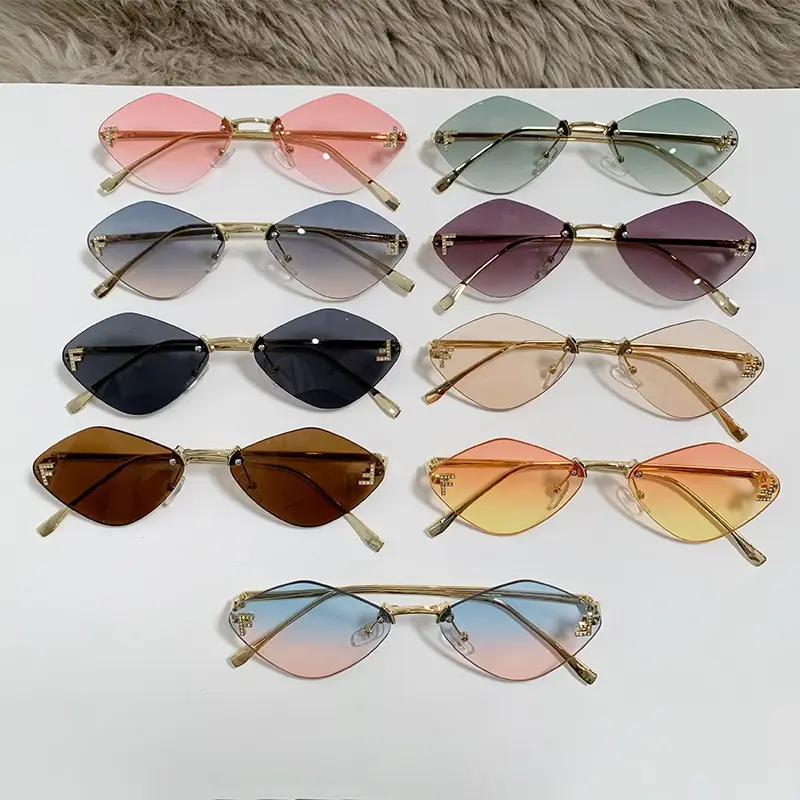 New Frameless Sunglasses Diamond Letter F High Fashion European Small Frame - Image 13
