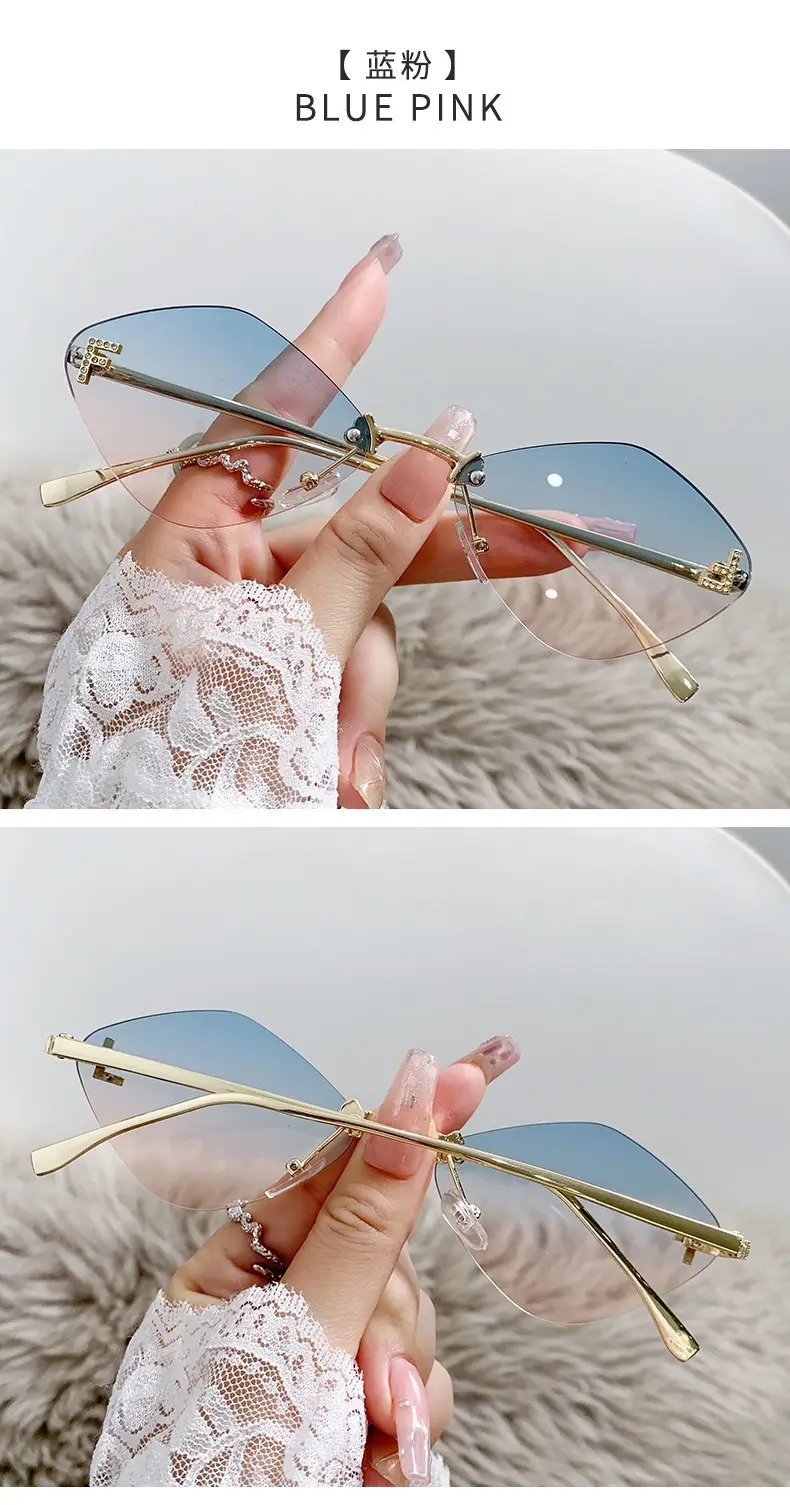 New Frameless Sunglasses Diamond Letter F High Fashion European Small Frame — feature 10