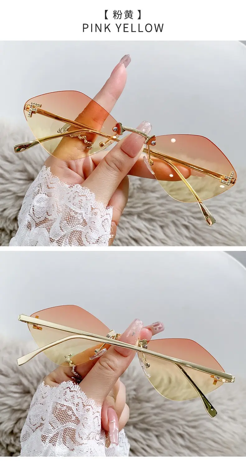 New Frameless Sunglasses Diamond Letter F High Fashion European Small Frame — feature 11