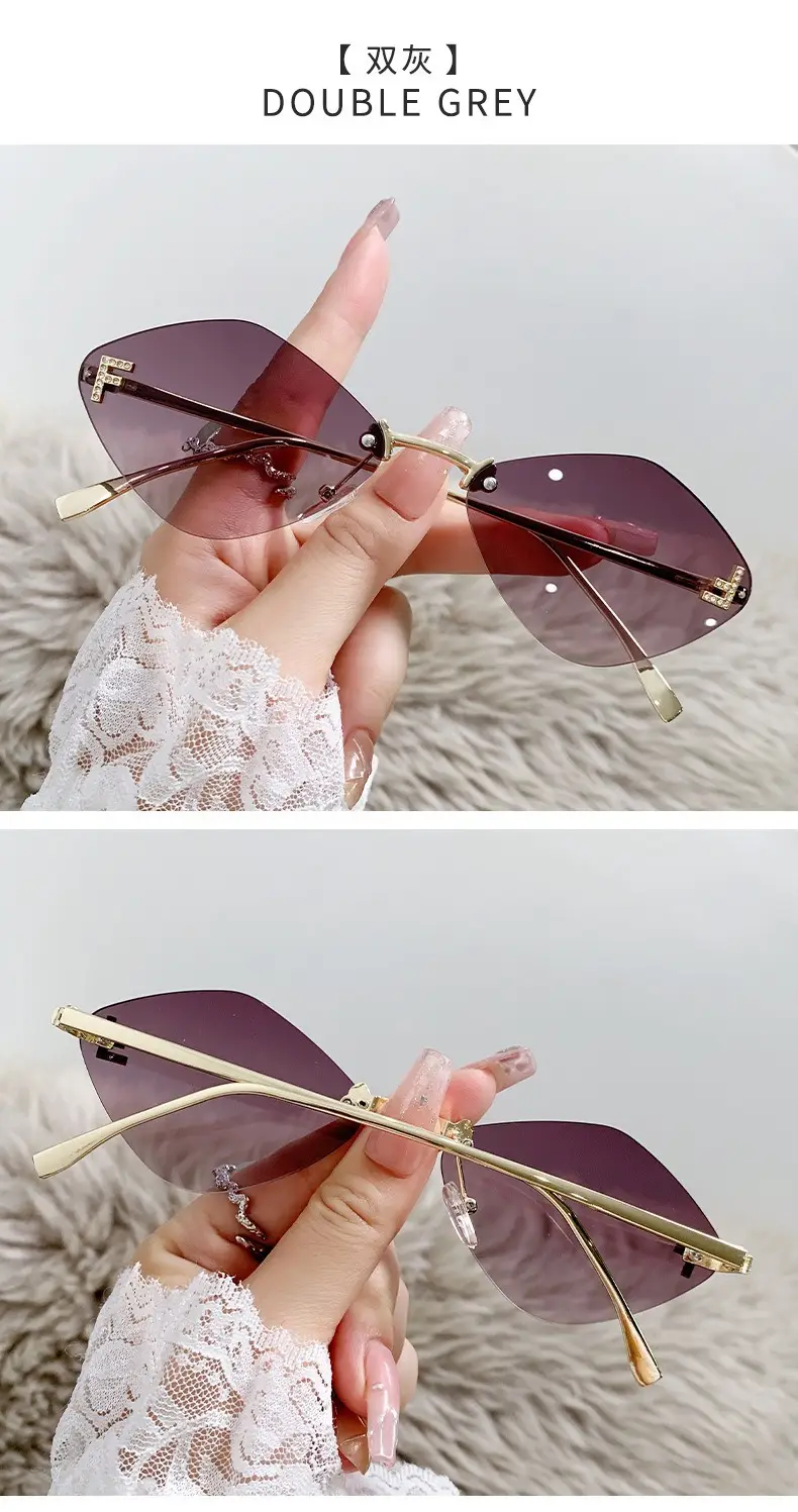 New Frameless Sunglasses Diamond Letter F High Fashion European Small Frame — feature 14