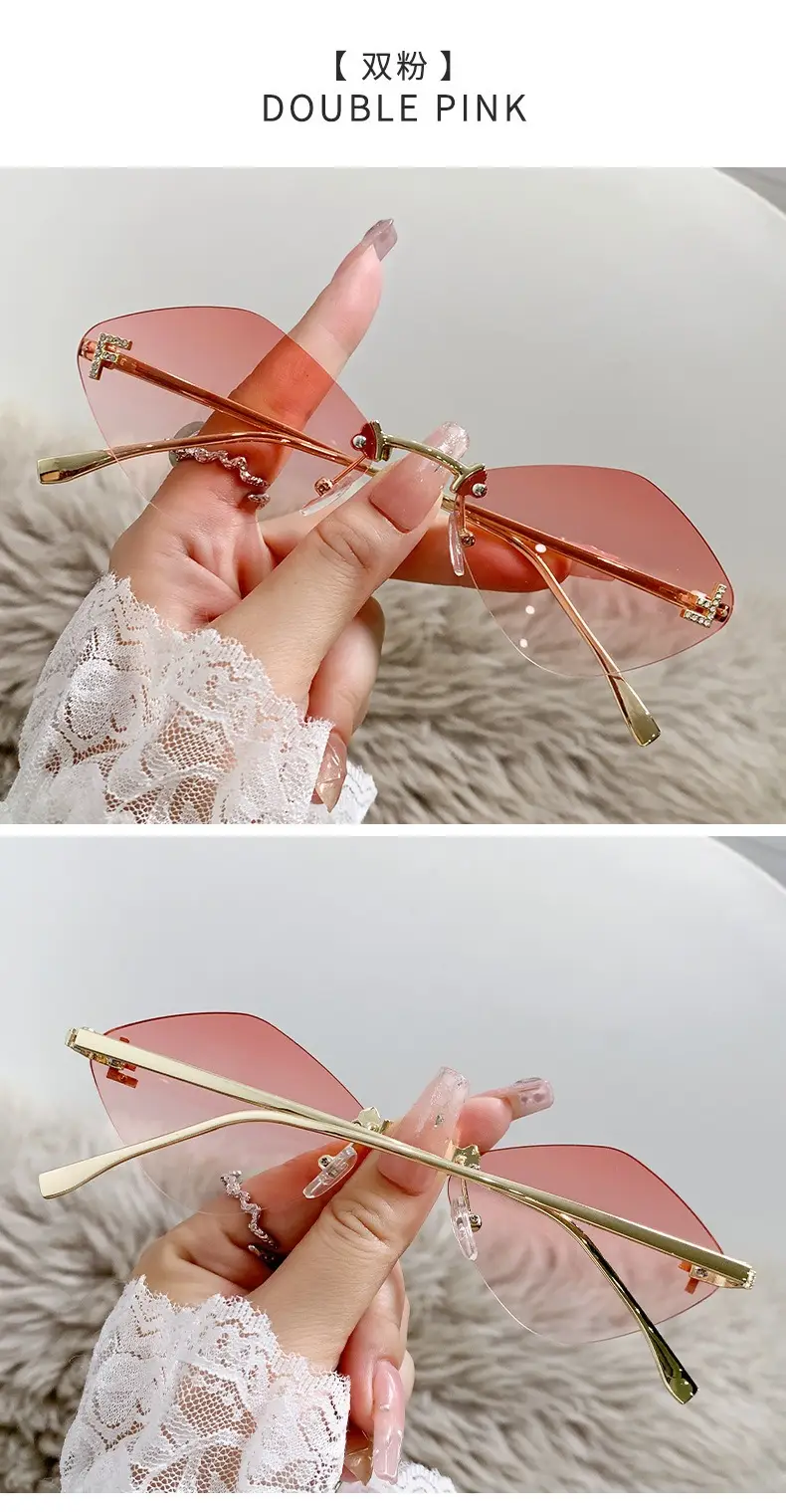 New Frameless Sunglasses Diamond Letter F High Fashion European Small Frame — feature 16
