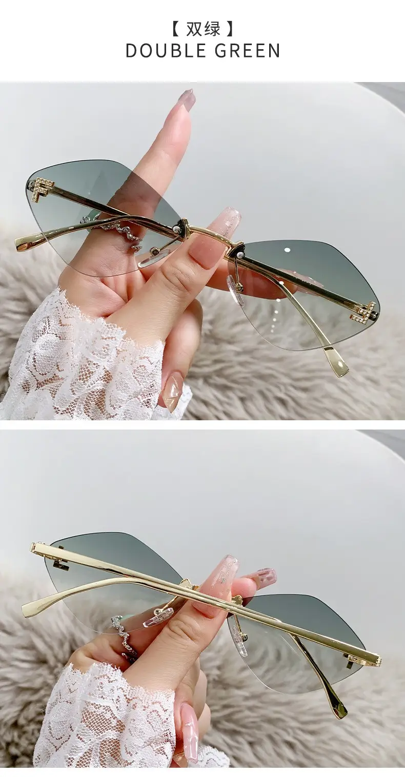 New Frameless Sunglasses Diamond Letter F High Fashion European Small Frame — feature 17