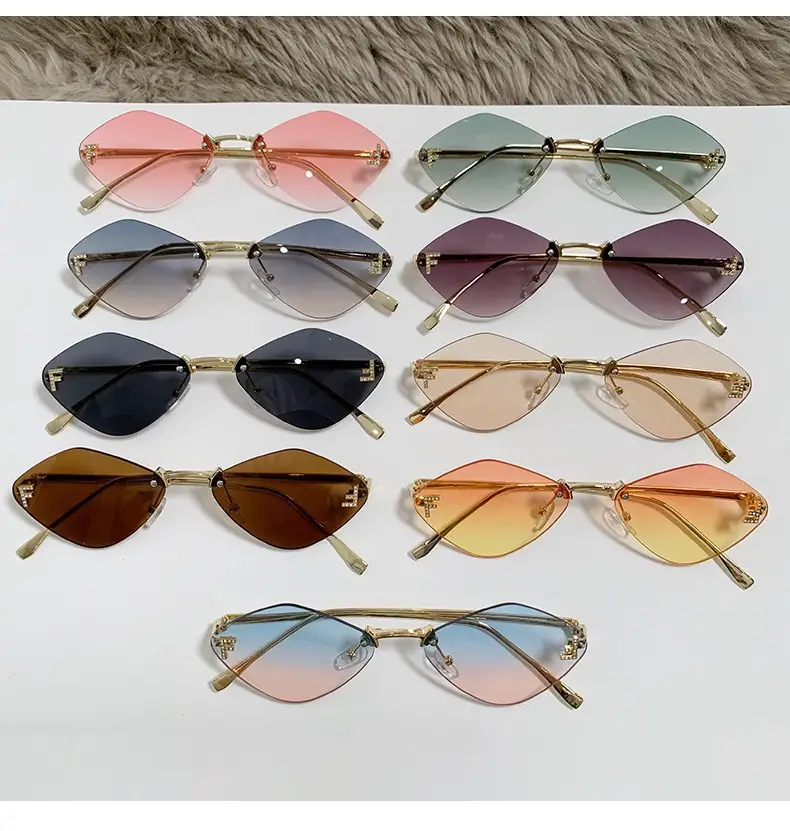 New Frameless Sunglasses Diamond Letter F High Fashion European Small Frame — feature 3