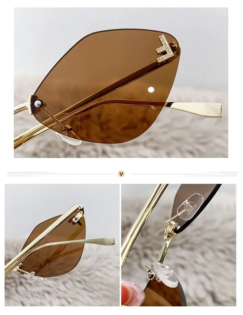 New Frameless Sunglasses Diamond Letter F High Fashion European Small Frame — feature 4