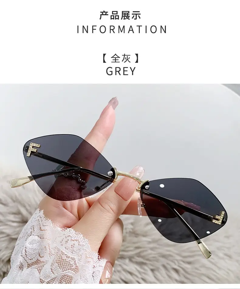 New Frameless Sunglasses Diamond Letter F High Fashion European Small Frame — feature 8