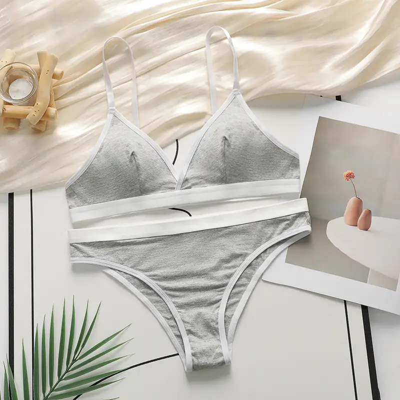 European and American Foreign Trade French Sexual Beautiful Back Bra suit No Steel Ring Sports Triangle Cup No Chest Pad Wrap Underwear for Women — feature 9