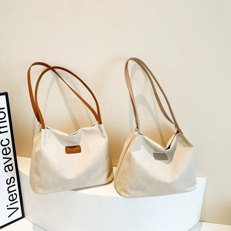 Women's Canvas Shoulder Bag 2024 New Solid Color - Image 3