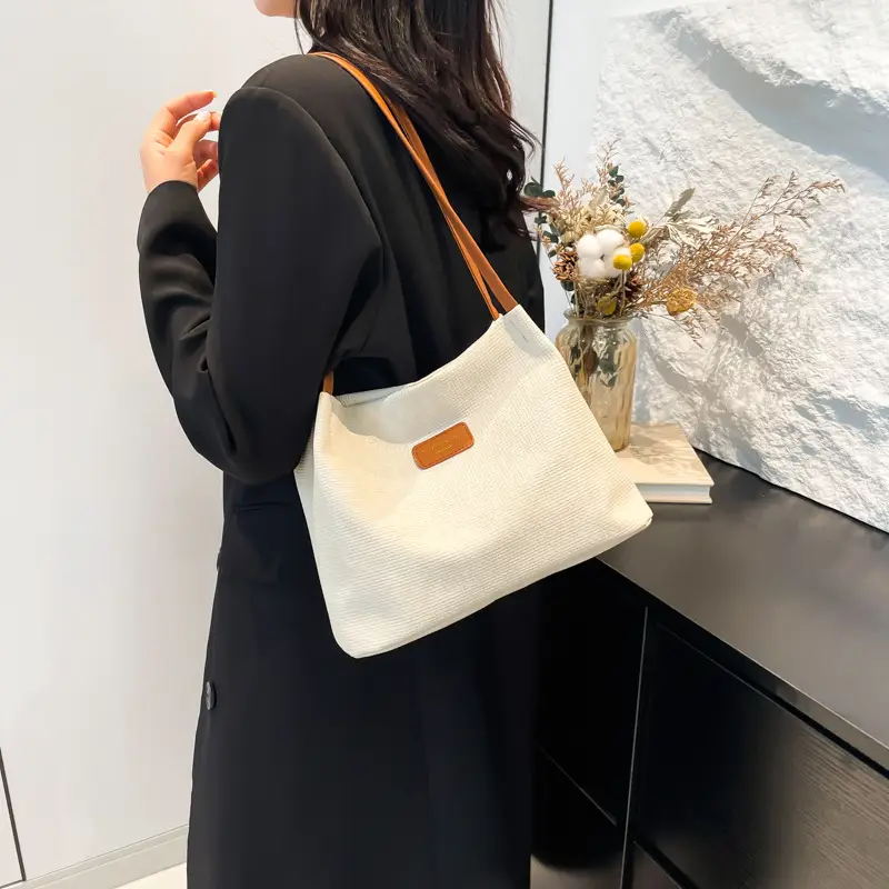 Women's Canvas Shoulder Bag 2024 New Solid Color - Image 4