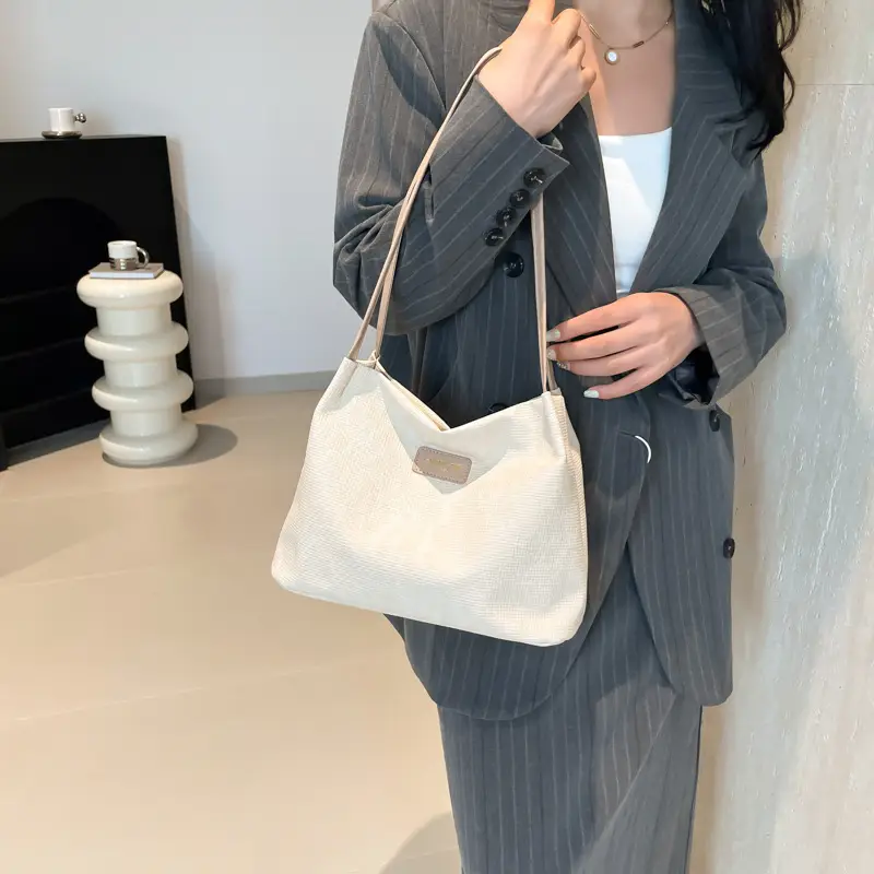 Women's Canvas Shoulder Bag 2024 New Solid Color - Image 5