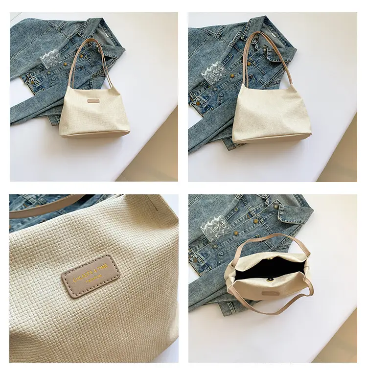 Women's Canvas Shoulder Bag 2024 New Solid Color — feature 10