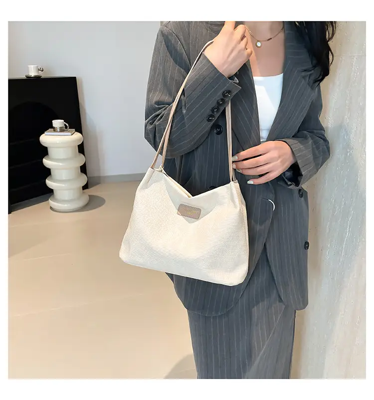 Women's Canvas Shoulder Bag 2024 New Solid Color — feature 11