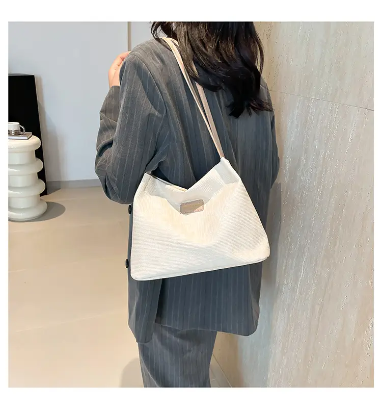 Women's Canvas Shoulder Bag 2024 New Solid Color — feature 12