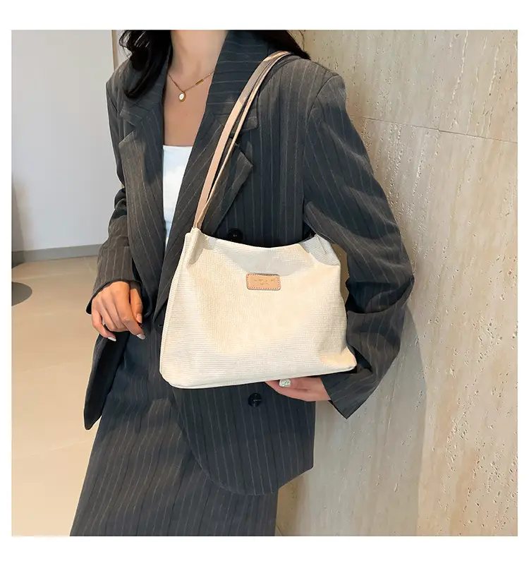Women's Canvas Shoulder Bag 2024 New Solid Color — feature 13
