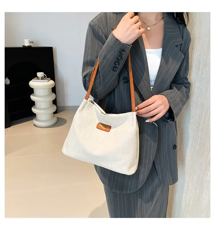 Women's Canvas Shoulder Bag 2024 New Solid Color — feature 14