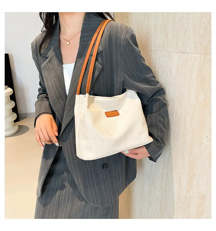 Women's Canvas Shoulder Bag 2024 New Solid Color — feature 15