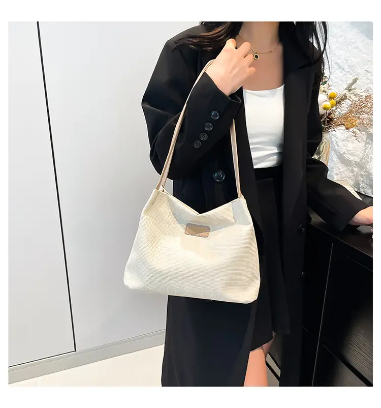 Women's Canvas Shoulder Bag 2024 New Solid Color — feature 17